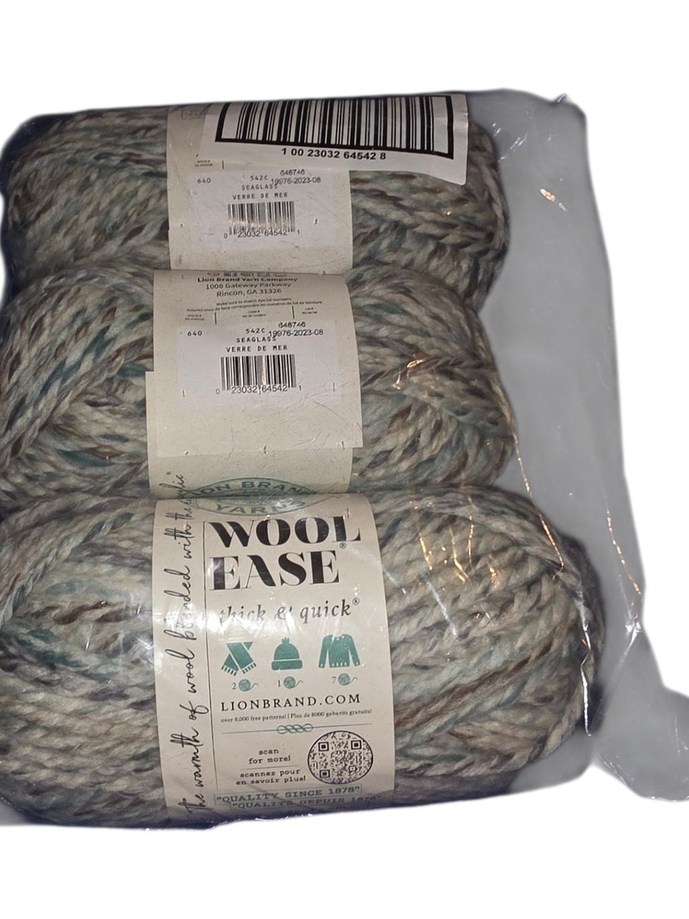 Lion Brand Wool-Ease Thick & Quick Seaglass 542C Yarn Lot of 3 Skeins - Picture 3 of 5